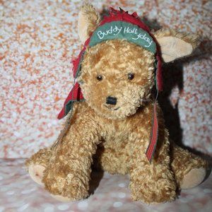 2002 Hallmark "Buddy Hollyday" Plush Puppy Dog 9" Stuffed Animal Bunnies By Bay